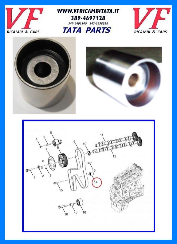 SAFARI - TELCOLINE - XENON : A - DISTRIBUZIONE 2.2 DICOR - CUSCINETTO TENDICINGHIA SUPERIORE SERIE MODIFICA - COD-A0099-7E