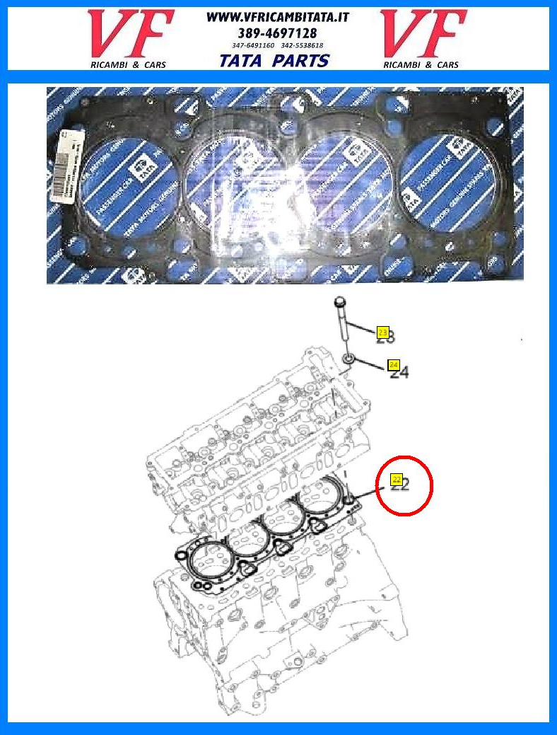 SAFARI - TELCOLINE - XENON : A - GUARNIZIONE TESTATA 2.2 DICOR MLS - COD-A0075-9E  COD-A0076-9E  COD-A0077