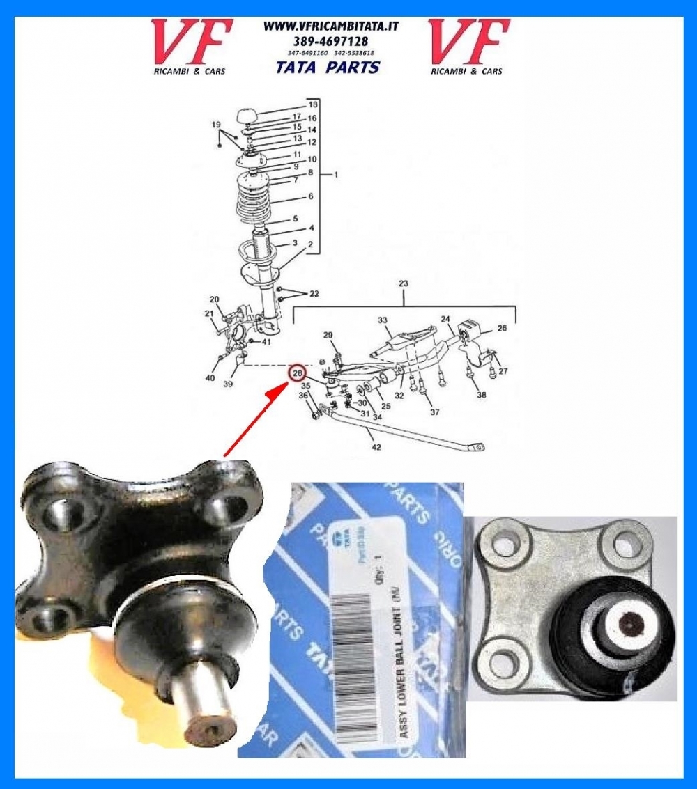 TATA VISTA : BRACCIO SOSPENSIONE INFERIORE - TESTINA - COD-F0068-17D-TRV263