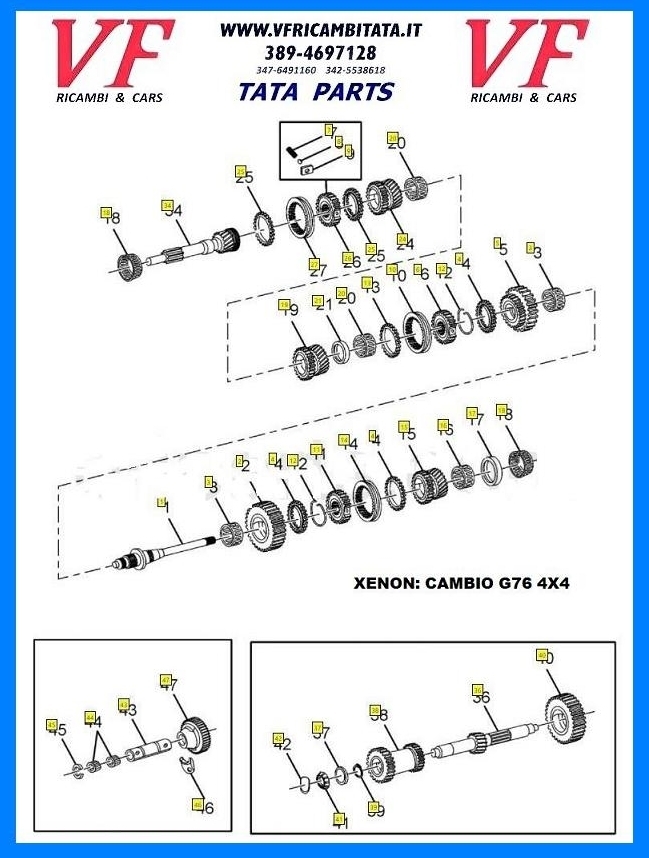 SAFARI - TELCOLINE - XENON : PARTS CAMBIO 2.2 DICOR - CUSCINETTI - INGRANAGGI - SELETTORI - SINCRONIZZATORI COD-Z0007