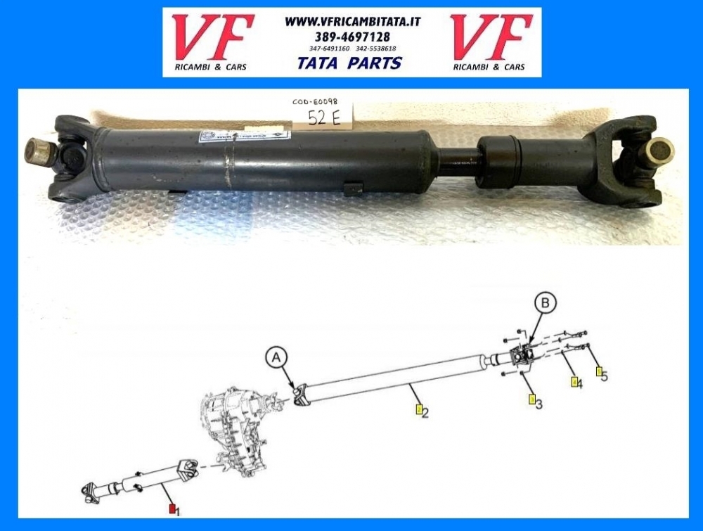 TATA ARIA : ALBERO TRASMISSIONE ANTERIORE - COD-E0098-52E