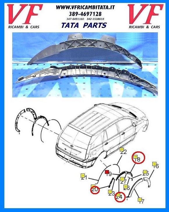 TATA ARIA : PARAFANGO - ARCO RUOTA POSTERIORE DX SX SUPPORTO - COD-F0047-45B