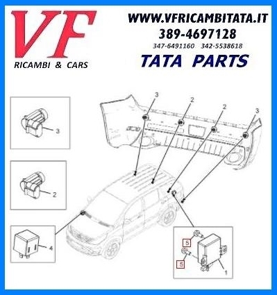 TATA ARIA : PARAURTI POSTERIORE - SENSORI DI PARCHEGGIO - COD-V0087-BIS - COD-V0088-BIS