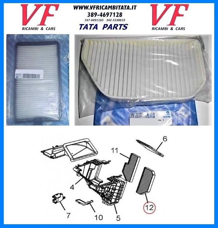 TATA ARIA : FILTRO ANTIPOLLINE  A/C - COD-H0071-3C  COD-V0070