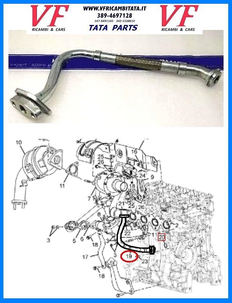SAFARI - TELCOLINE - XENON : TURBO 2.2 DICOR GARRET - TUBO RITORNO OLIO - COD-J0047-REV-TRV138