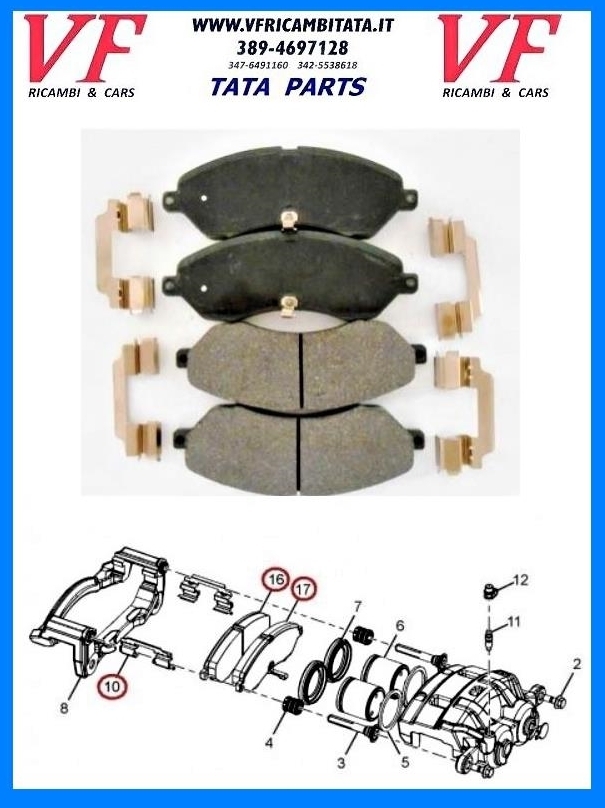 TATA ARIA : KIT 4 PASTIGLIE FRENI ANTERIORE - COD-F0003-21C