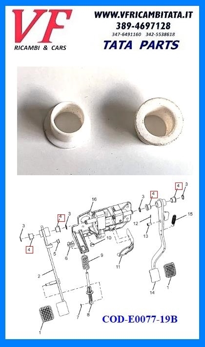 TATA ARIA : KIT BOCCOLE PEDALE FRENO/FRIZIONE - COD-E0077-19B