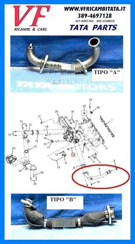 TATA ARIA : EGR - TUBO ENTRATA - COD-B0040-3A (VER)