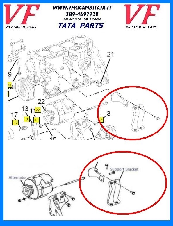 TATA ARIA : ALTERNATORE - SUPPORTO - COD3003