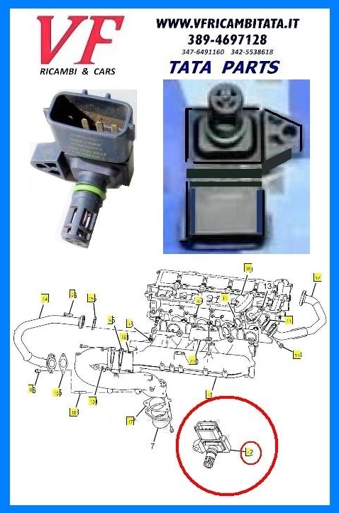 TATA ARIA : SENSORE T-MAP PORTATA ARIA INTERCOOLER - COD-B0067-24B (VER)