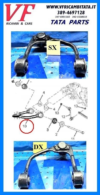 TATA ARIA : BRACCIO SOSPENSIONE SUPERIORE DX SX - COD-E0080-17B COD-E0081-17B