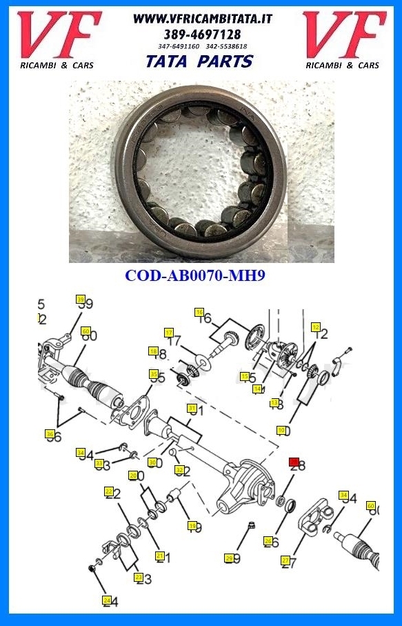 SAFARI - TELCOLINE - XENON : DIFFERENZIALE - CUSCINETTO EST DX - COD-AB0070-MH9