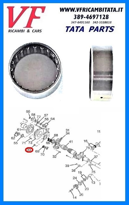 SAFARI - TELCOLINE - XENON : CUSCINETTO RUOTA AD AGHI PER MANDRINO - COD-R0012-TRV12