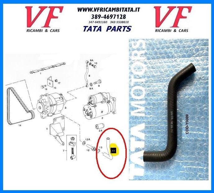 SAFARI - TELCOLINE - XENON : ALTERNATORE 2.0 TD - TUBO DEPRESSORE - COD-Y0009-8D (VER)