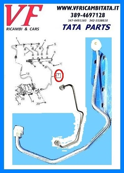 SAFARI - TELCOLINE - XENON : COMMON RAIL - TUBO INIEZIONE DA POMPA - COD-L0088-3B  COD-J0037