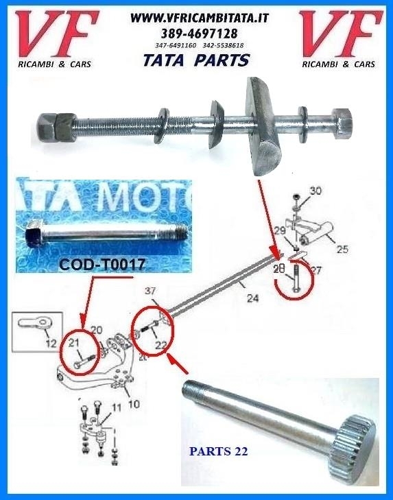 SAFARI - TELCOLINE - XENON : BARRA DI TORSIONE - BULLONE - COD-AB0096-MI4