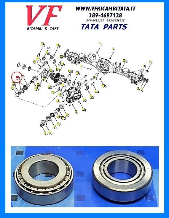 TATA ARIA : DIFFERENZIALE - CUSCINETTO ESTERNO PIGNONE - COD-Q0091-38B  COD-Q0090-38B