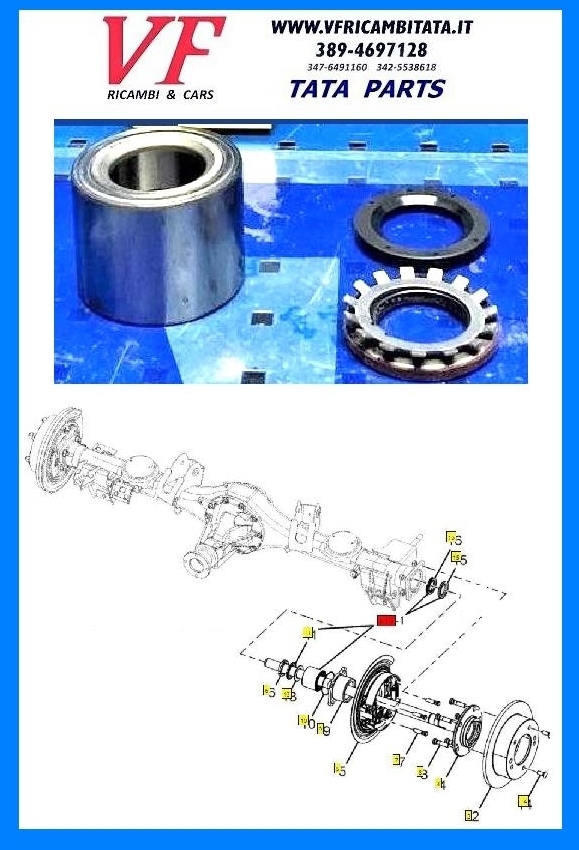 TATA ARIA : MOZZO POSTERIORE - KIT CUSCINETTI RUOTA - COD-E0065-17B