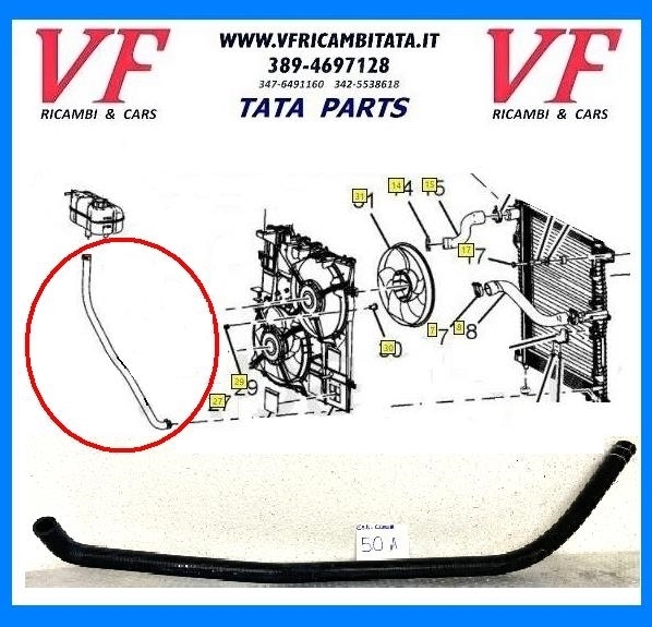 TATA ARIA : VASCHETTA ESPANSIONE RADIATORE - MANICOTTO A RADIATORE - COD-C0006-50A