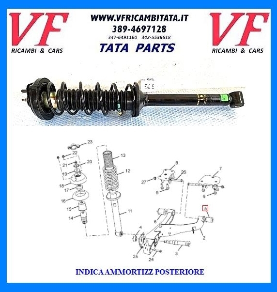 INDICA - INDIGO : AMMORTIZZATORE COMPLETO DX SX - COD-AF0011-57E