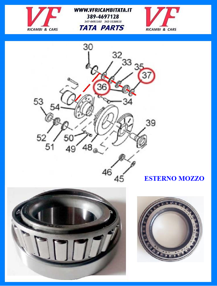 SAFARI - TELCOLINE - XENON : CUSCINETTO RUOTA ESTERNO - COD-R0009-TRV13