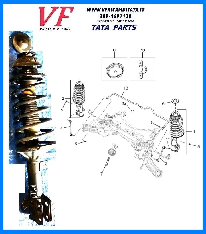 TATA VISTA : AMMORTIZZATORE COMPLETO DX SX - COD-AH0001-REV COD-AH0008-REV