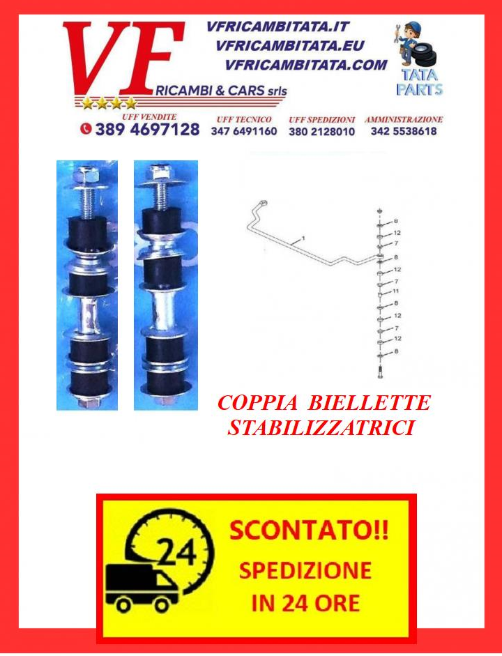 SAFARI - TELCOLINE - XENON : BARRA STABILIZZATRICE - BIELLETTE - COD-S0074-42C COD-S0076-42C COD-S0075-42C - COD-L0078-TRV15