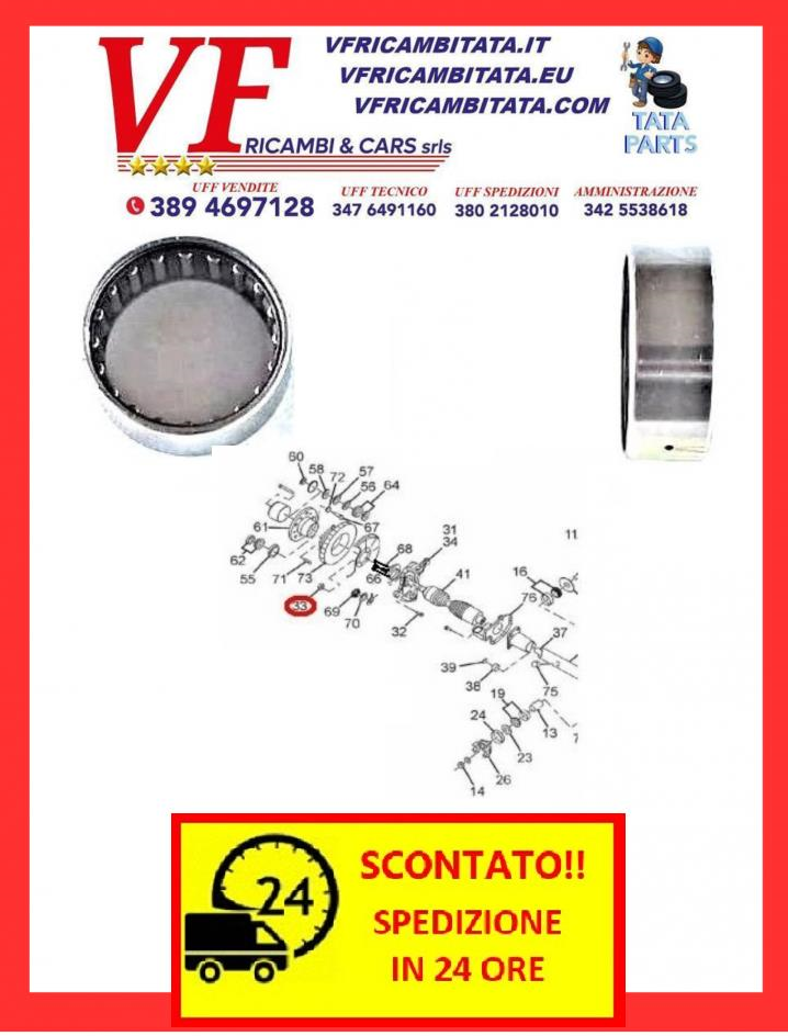 SAFARI - TELCOLINE - XENON : CUSCINETTO RUOTA AD AGHI PER MANDRINO - COD-R0012-TRV12 - SPEDIZIONE IN 24 ORE