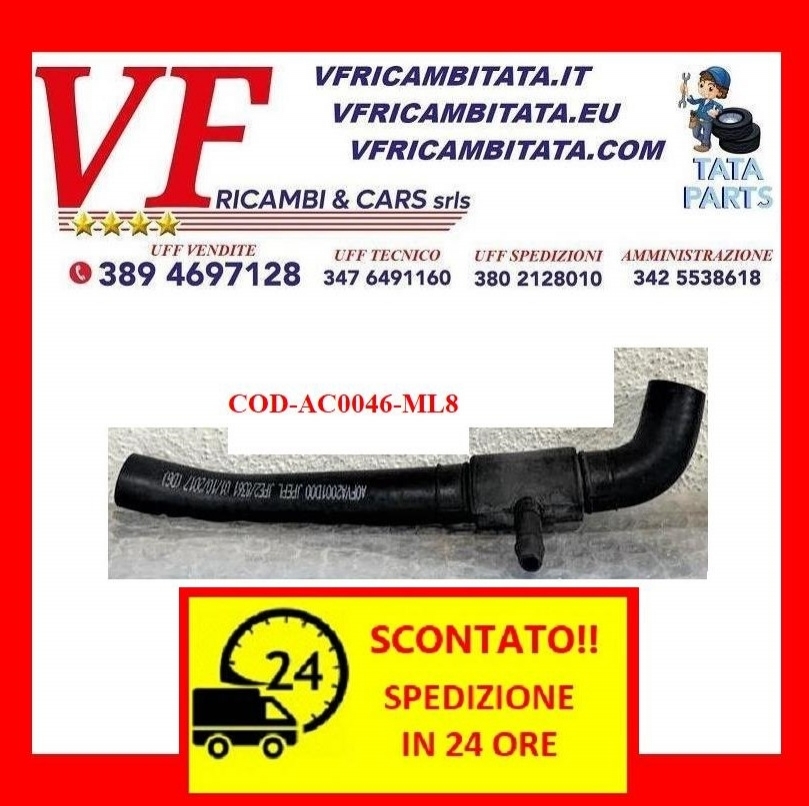 SAFARI - TELCOLINE - XENON : TUBO RICIRCOLO ACQUA - COD-AC0046-ML8-TRV273 - RICAMBIO CON SPEDIZIONE IN 24 ORE