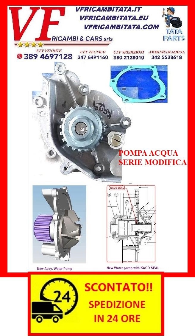 SAFARI - TELCOLINE - XENON : POMPA ACQUA 2.2 DICOR SERIE MODIFICA - COD-T0038-TRV19 - RICAMBIO IN OFFERTA CON SPEDIZIONE IN 24 ORE