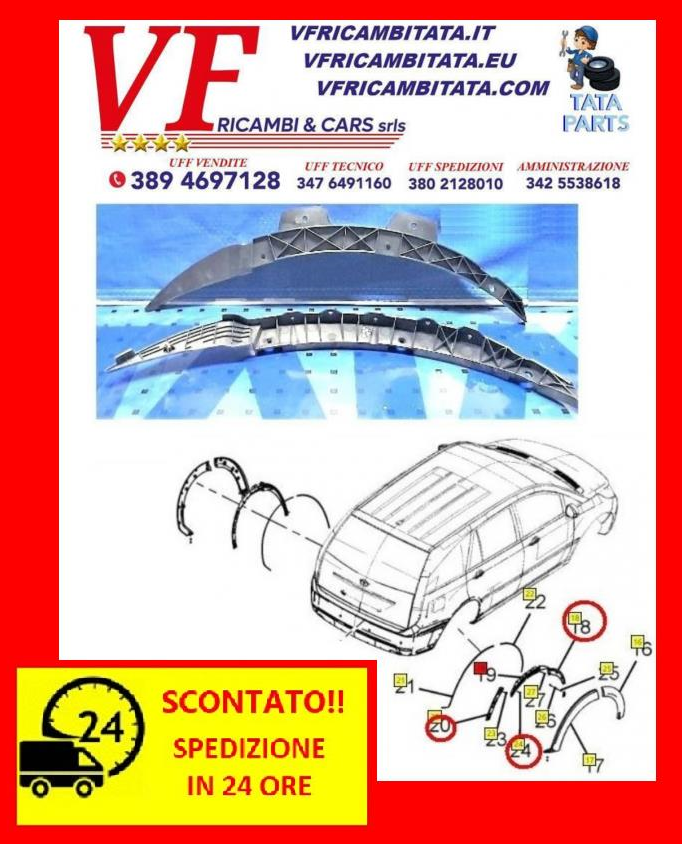 TATA ARIA : PARAFANGO - ARCO RUOTA POSTERIORE DX SX SUPPORTO - COD-F0047-TRV374