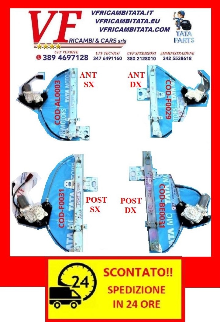 TATA ARIA : ALZAVETRO - GUIDA E CAVO DX SX-COD-F0031-26A-TRV26-COD-AL0003-TRV46-COD-BE0031-TRV367-COD-F0029-32A-TRV26 - RICAMBIO NUOVO IN OFFERTA CON SPEDIZIONE IN 24 ORE