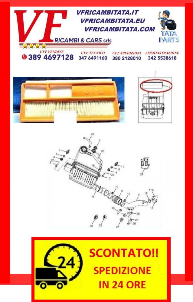 TATA VISTA : FILTRO ARIA - COD-L0004-3E - RICAMBIO IN OFFERTA CON SPEDIZIONE IN 24 ORE