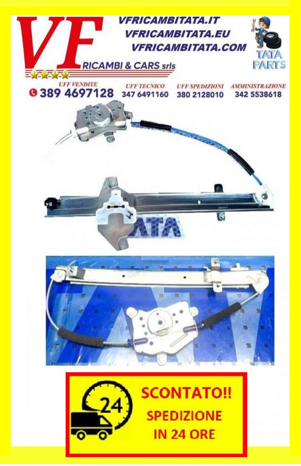 TATA VISTA : ALZAVETRO DX SX - GUIDA E CAVO - COD-G0004-26A - TRV372 - RICAMBIO CON SPEDIZIONE IN 24 ORE