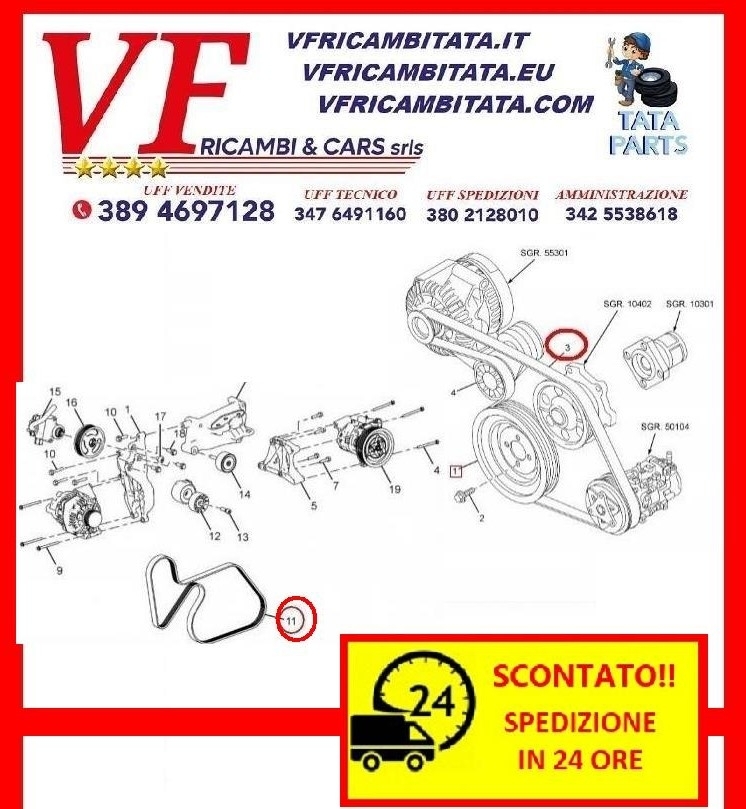 INDICA - INDIGO : CINGHIA SERVIZI UNICA FEAD (PS+ALT+ A/C) - COD-M0080-47A - RICAMBIO IN OFFERTA CON SPEDIZIONE IN 24 ORE