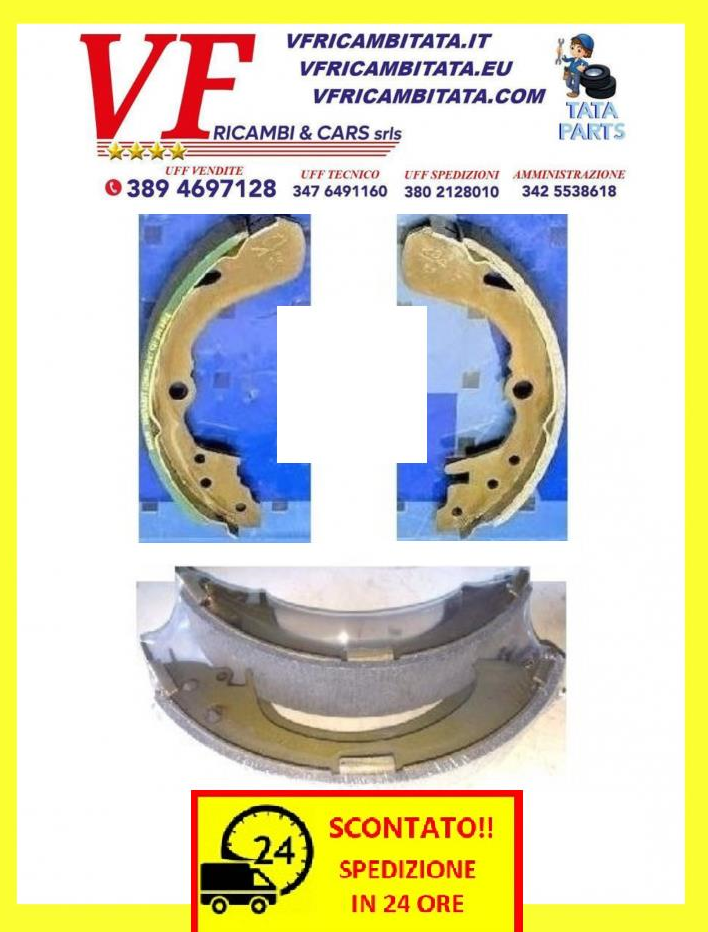 INDICA - INDIGO : FRENI POSTERIORI - KIT 4 GANASCE - COD-B0002-37C-TRV180-RICAMBIO IN OFFERTA CON SPEDIZIONE IN 24 ORE