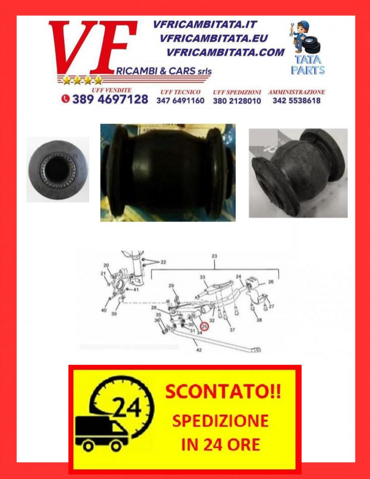 INDICA - INDIGO : BRACCIO SOSPENSIONE INFERIORE - SILENT BLOCK - COD-U0079-MC6 - RICAMBIO IN OFFERTA CON SPEDIZIONE IN 24 ORE