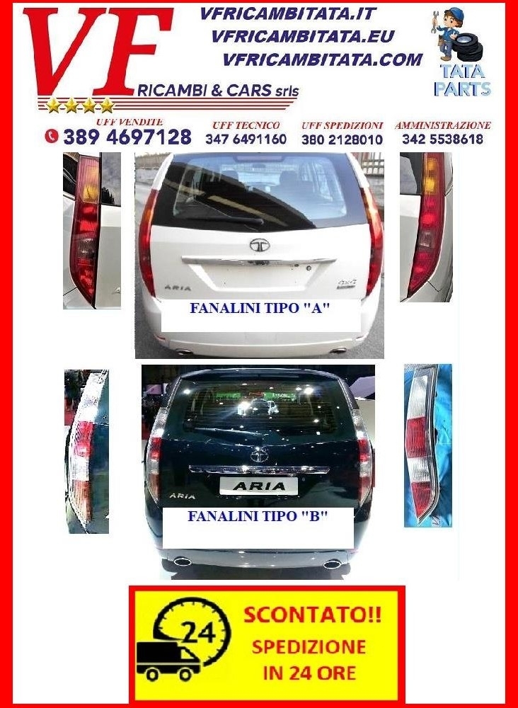 TATA ARIA : FANALINO POSTERIORE DX SX - COD-V0068  COD-V0069-TRV169