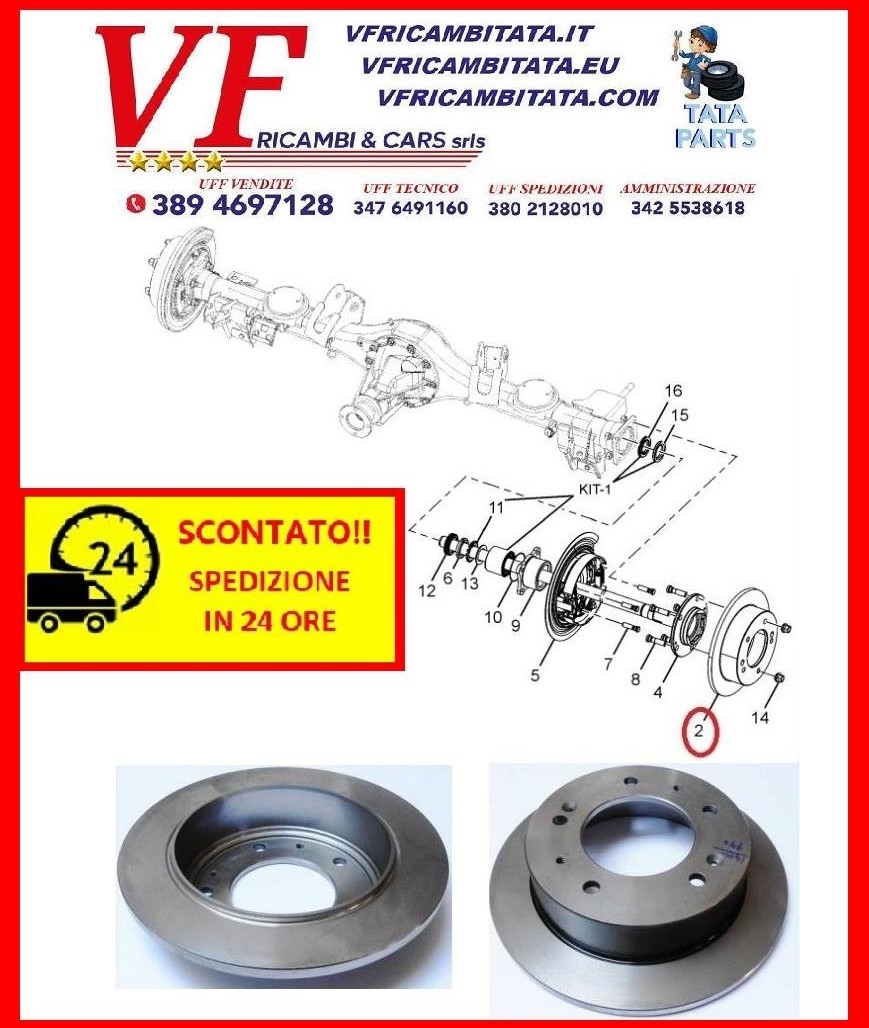 TATA ARIA : DISCO FRENO POSTERIORE DX SX - COD-AA0044-TRV55