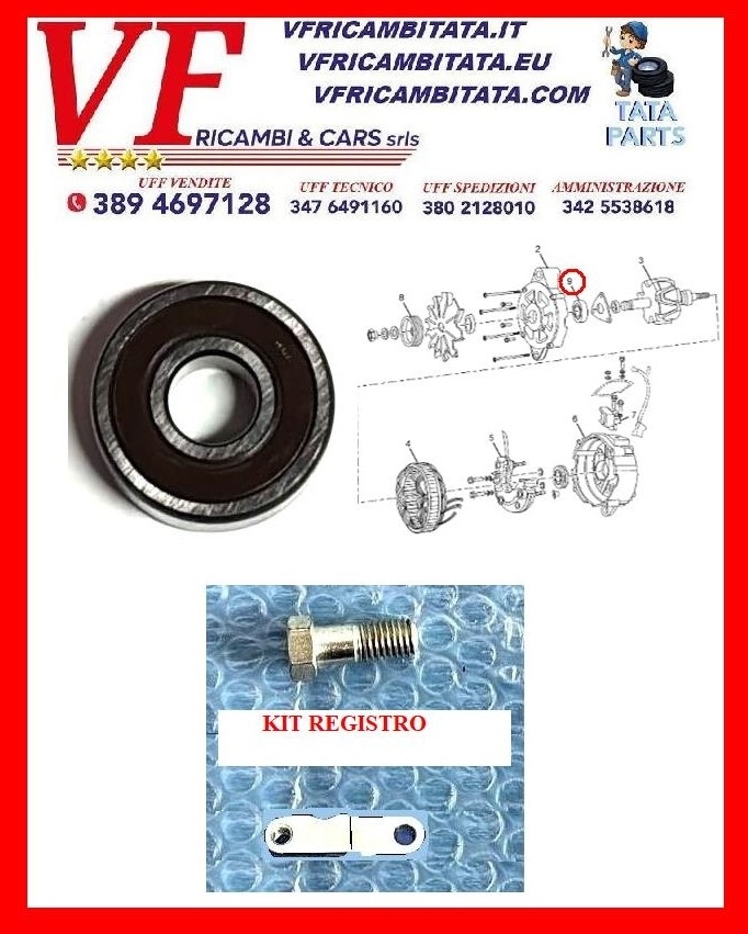 SAFARI - TELCOLINE - XENON : ALTERNATORE - PARTS INTERNE - CUSCINETTO, PULEGGIA, KIT REGISTRO OLIO - COD-Y0008-10D