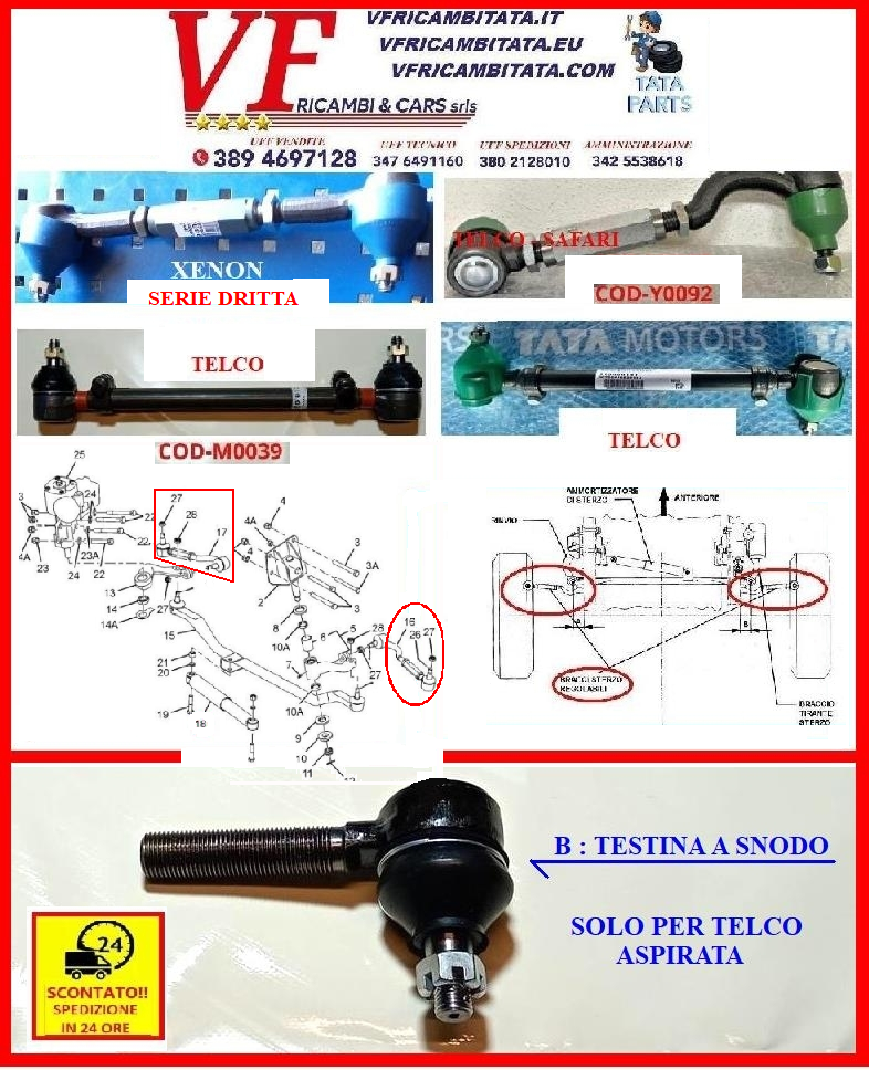 SAFARI - TELCOLINE - XENON : BRACCETTO TIRANTE STERZO - COD-M0055-TRV15