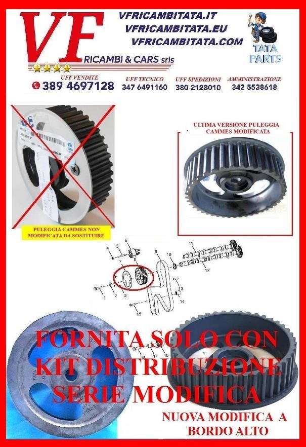 SAFARI - TELCOLINE - XENON : 2 - DISTRIBUZIONE 2.2 DICOR - 2.0 TD - PULEGGIA ALBERO CAMMES SERIE PREMODIFICA - COD-AE0019-TRV19